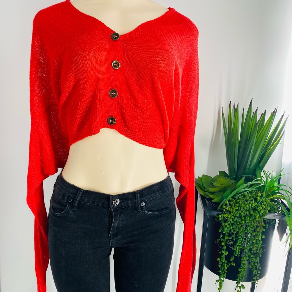 Rachel Roy  red knit crop sweater